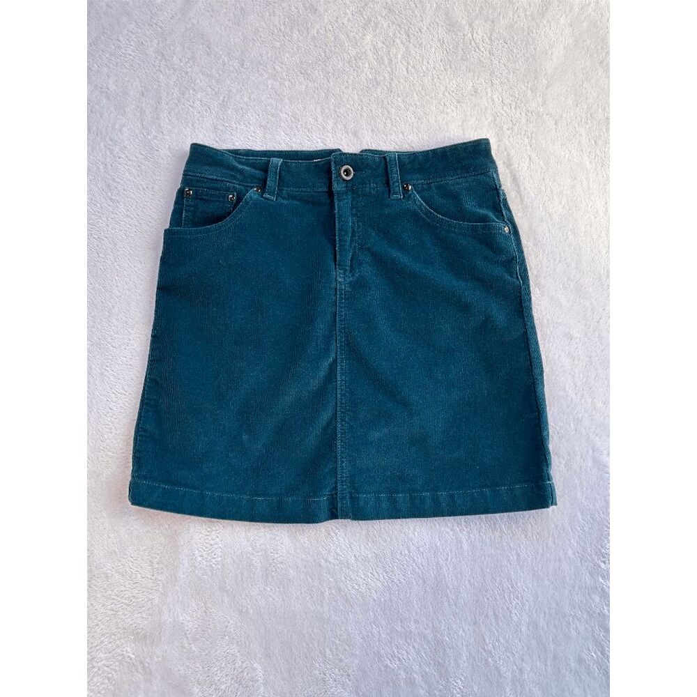 Gap Jeans Teal Blue Corduroy Denim Mini Skirt Size 4, Cotton Blend, Stretchy